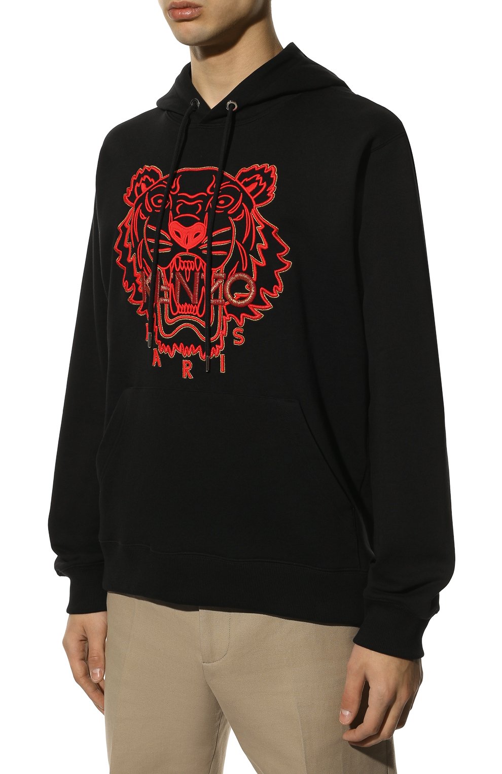 kenzou！ Мужской черный хлопковое худи the year of the tiger KENZO купить в