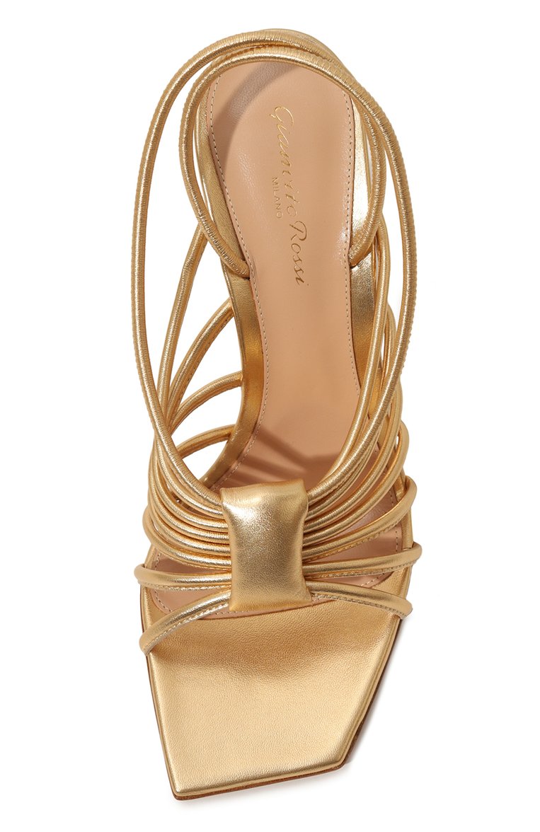 Женские кожаные босоножки hellen 105 GIANVITO ROSSI золотого цвета, арт. G32488.15RIC.NPSMEK0 | Фото 6 (Каблук высота: Высокий; Подошва: Плоская; Каблук тип: Шпилька; Материал внешний: Натуральная кожа; Автоматизация состава: Проставлено; Автоматизация ТО: Проставлено; Материал внутренний: Натуральная кожа)