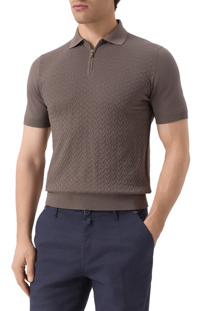 Хлопковое поло FEDELI темно-коричневого цвета по цене 67600 руб., арт. 8UED5921, фото 3 Хлопковое поло FEDELI, арт. 8UED5921, фото 3