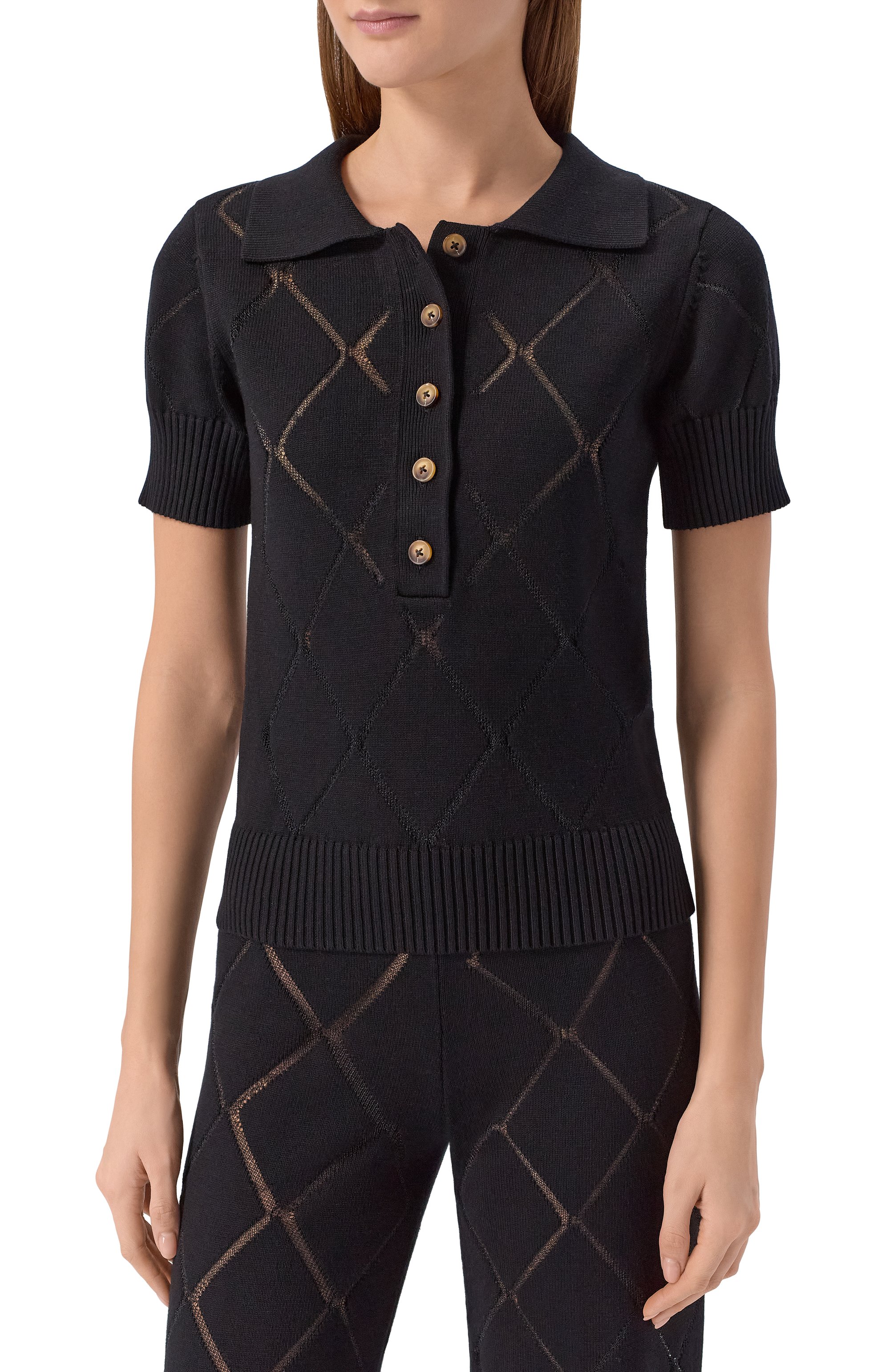 Поло из  вискозы YUZEFI, арт. ELI0RA-FITTED P0INTELLE P0L0 T0P/KNIT, фото 3