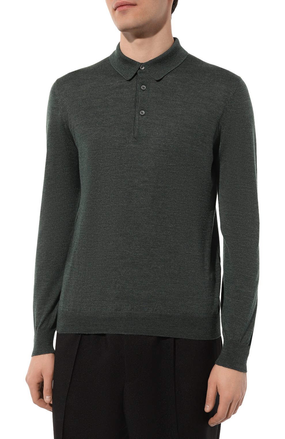 Поло из шерсти и шелка GRAN SASSO темно-зеленого цвета по цене 34200 руб., арт. 57132/13190, фото 3 Поло из шерсти и шелка GRAN SASSO, арт. 57132/13190, фото 3