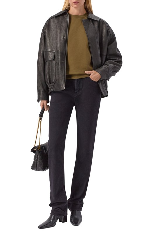 Хлопковый свитшот Saint Laurent 823184/Y36SW Хаки  823184/Y36SW Фото 2