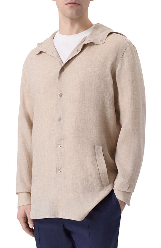 Льняная рубашка Kiton UMCMARH0961322 Бежевый  UMCMARH0961322 Фото 3
