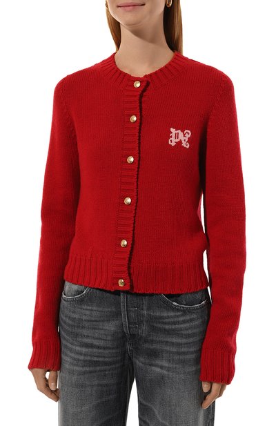 Кардиган из шерсти и вискозы PALM ANGELS, арт. PWHB020F24KNI001, фото 3