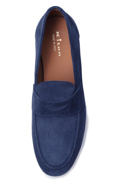 Замшевые пенни-лоферы KITON синего цвета по цене 125000 руб., арт. USSA389N0010829, фото 5 Замшевые пенни-лоферы KITON, арт. USSA389N0010829, фото 5