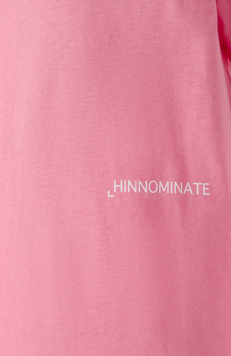 Женская хлопковая футболка HINNOMINATE розового цвета, арт. HMABW01406 | Фото 6 (Материал внешний: Хлопок; Рукава: Короткие; Длина (для топов): Стандартные; Драгоценные камни: Проставлено; Материал сплава: Проставлено; Стили: Спорт-шик; Женское Кросс-КТ: Футболка-одежда; Принт: Без принта)