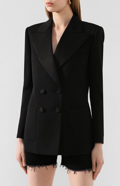 Шерстяной жакет SAINT LAURENT черного цвета по цене 331500 руб., арт. 618771/Y512W, фото 3 Шерстяной жакет SAINT LAURENT, арт. 618771/Y512W, фото 3