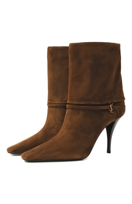 Замшевые ботильоны Niki 90 Saint Laurent 801393/0LI00 Коричневый 801393/0LI00