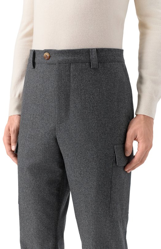 Шерстяные брюки-карго Brunello Cucinelli M038PE1890 Серый  M038PE1890 Фото 5