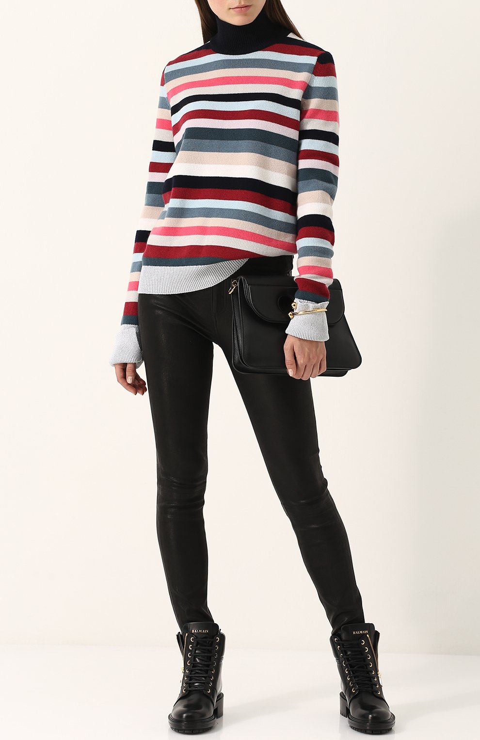 Шерстяной свитер в полоску с высоким воротником MRZ, арт. FW17-0700, фото 2