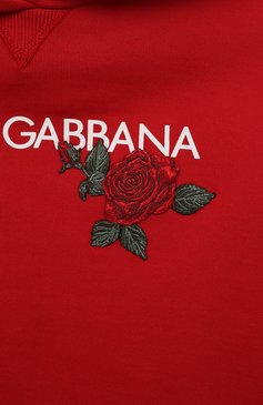 Детское хлопковое платье DOLCE & GABBANA красного цвета, арт. L5JD60/G7J7T/2-6 | Фото 3 (Рукава: Длинные; Случай: Повседневный; Материал сплава: Проставлено; Материал внешний: Хлопок; Драгоценные камни: Проставлено)