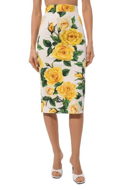 Хлопковая юбка DOLCE & GABBANA разноцветного цвета по цене 85950 руб., арт. F4CDFT/FSEHW, фото 3 Хлопковая юбка DOLCE & GABBANA, арт. F4CDFT/FSEHW, фото 3