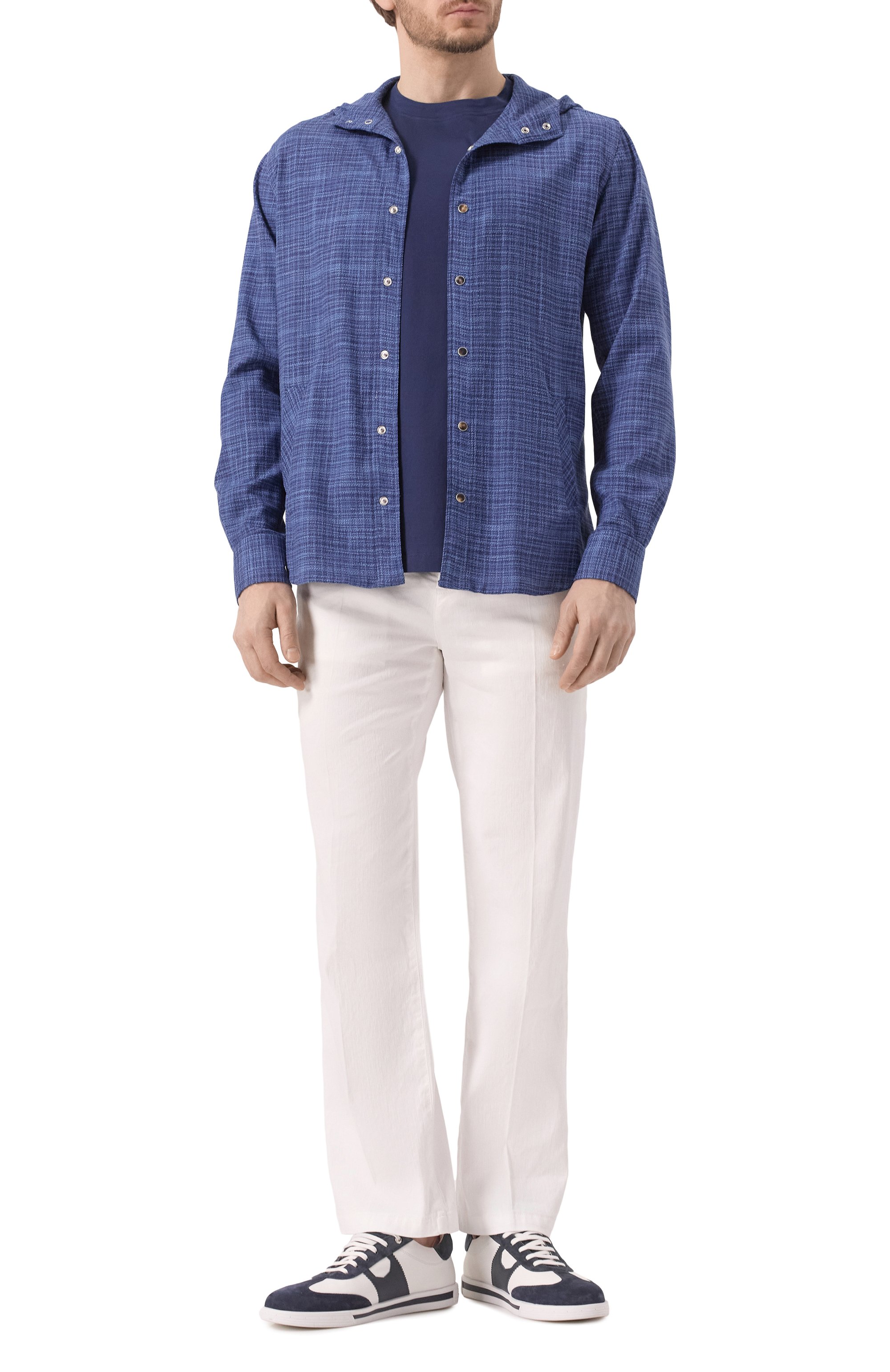 Рубашка из шерсти и шелка KITON синего цвета по цене 149000 руб., арт. UMCMARK0617E14, фото 2 Рубашка из шерсти и шелка KITON, арт. UMCMARK0617E14, фото 2