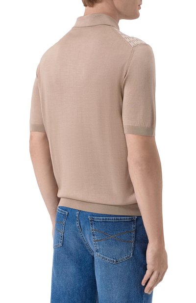 Поло из шелка и хлопка STEFANO RICCI бежевого цвета по цене 172000 руб., арт. K212038P31/F26194_004, фото 4 Поло из шелка и хлопка STEFANO RICCI, арт. K212038P31/F26194_004, фото 4