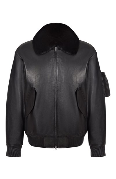 Мужской кожаный бомбер с подкладкой из норки MVST, арт. M25.1PM.0004/BIG SIZE/PL0NGE