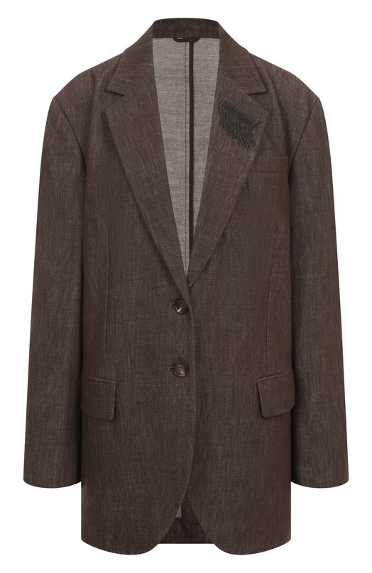 Хлопковый жакет Brunello Cucinelli MB1257390P Коричневый MB1257390P
