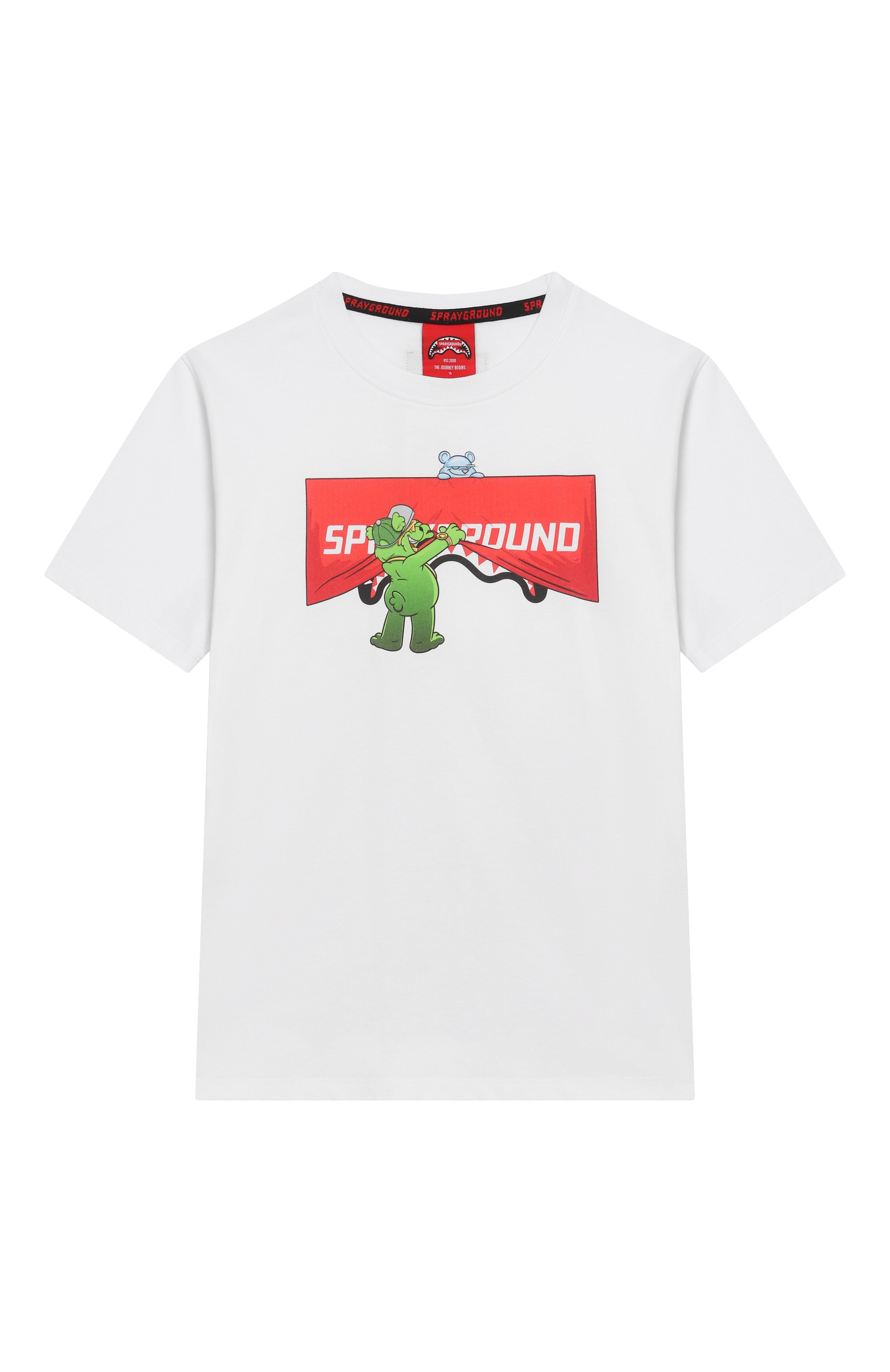 Хлопковая футболка SPRAYGROUND, арт. SPY1420WHT/SH0W THE SHARK WHITE REGULAR T-SHIRT, фото 1