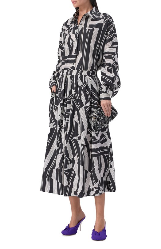 Хлопковая юбка Dries Van Noten 130889/3003 Чёрно-белый  130889/3003 Фото 2