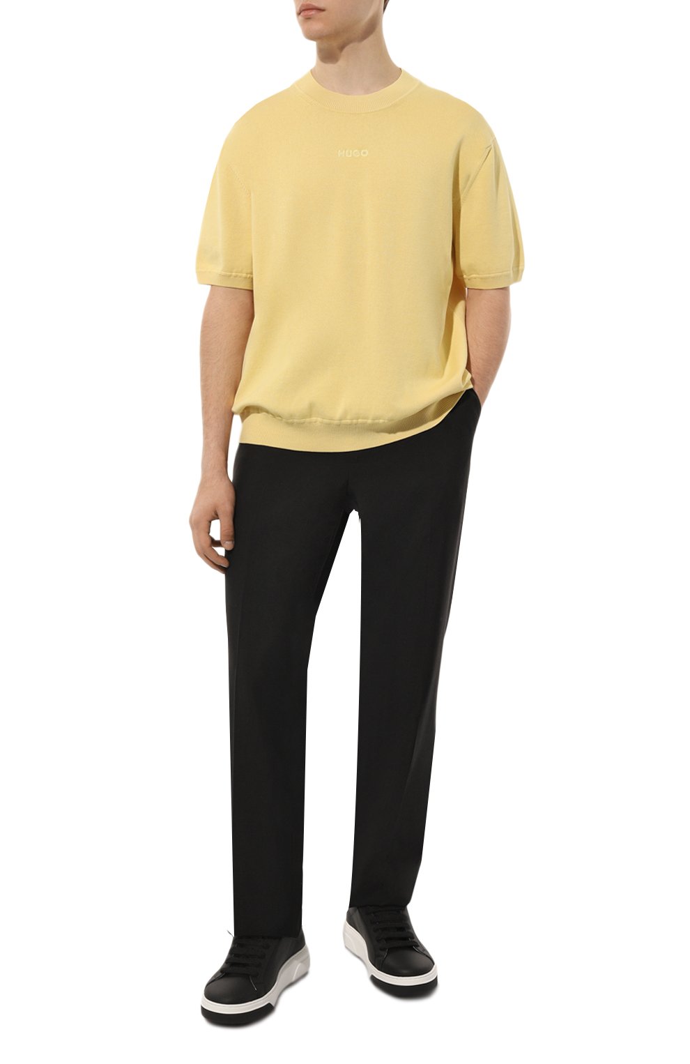 Хлопковый джемпер HUGO желтого цвета по цене 9860 руб., арт. 50485284, фото 2 Хлопковый джемпер HUGO, арт. 50485284, фото 2