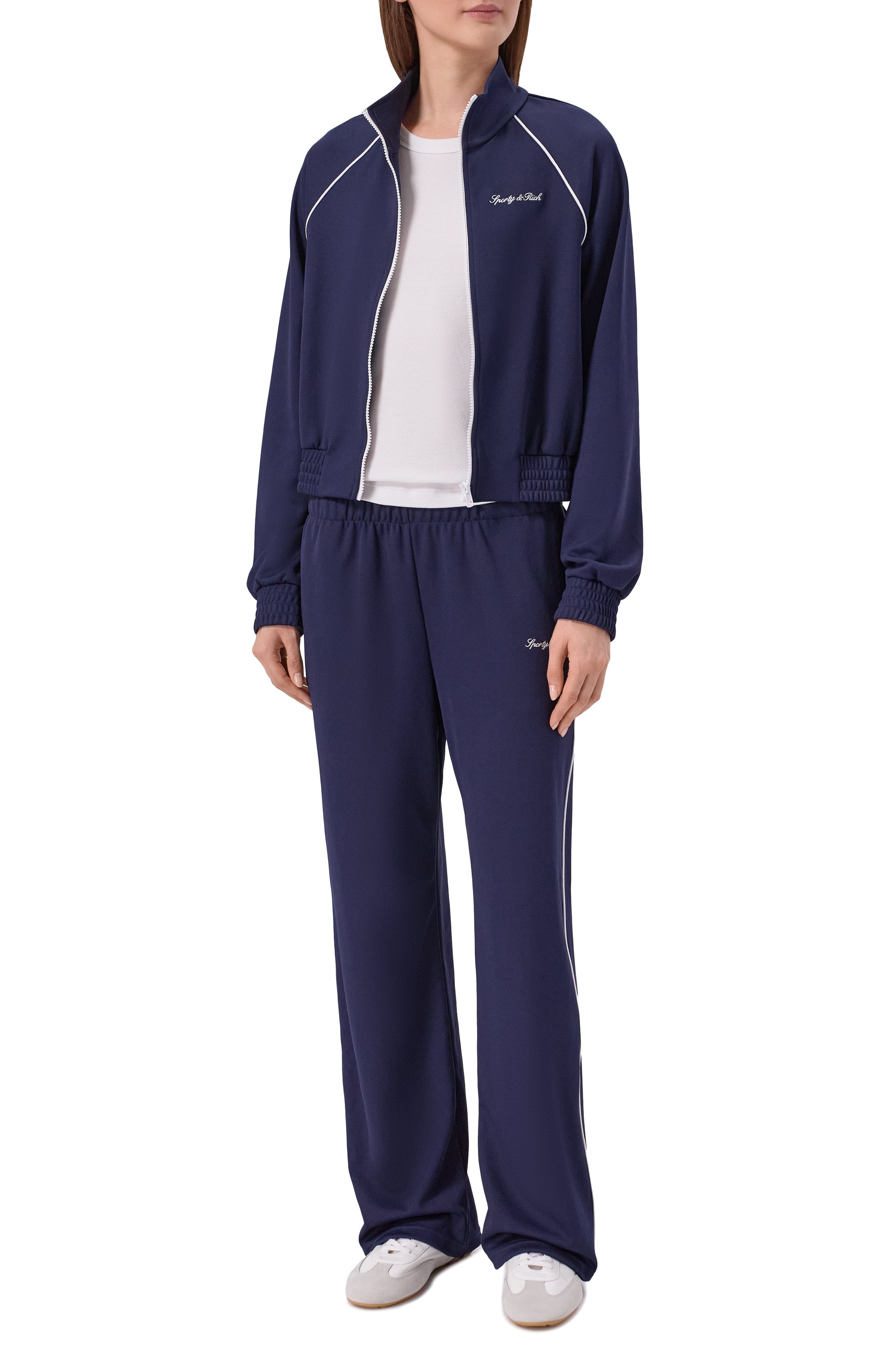 Толстовка SPORTY AND RICH темно-синего цвета по цене 38600 руб., арт. JA066710326BL107, фото 2 Толстовка SPORTY AND RICH, арт. JA066710326BL107, фото 2