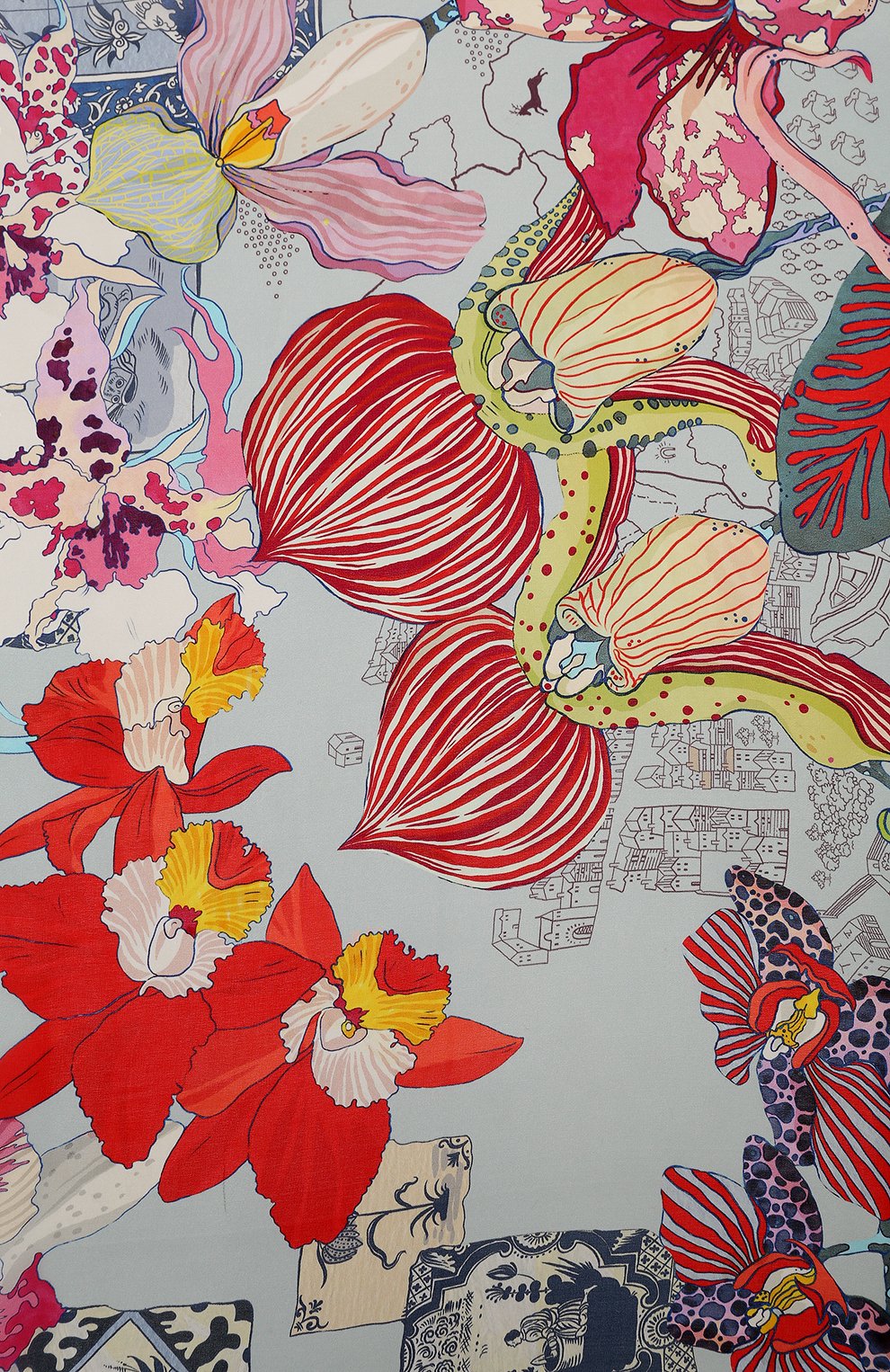 Шелковый платок orchid’s trip to moscow RADICAL CHIC синего цвета по цене 25480 руб., арт. 250977.23.03, фото 5 Шелковый платок orchid’s trip to moscow RADICAL CHIC, арт. 250977.23.03, фото 5