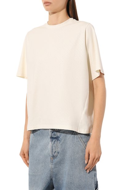 Хлопковая футболка BOSS кремового цвета по цене 11640 руб., арт. 50494353, фото 3 Хлопковая футболка BOSS, арт. 50494353, фото 3