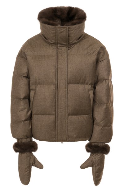 Пуховик с отделкой из соболя YVES SALOMON, арт. 24WYV02766W02W, фото 1