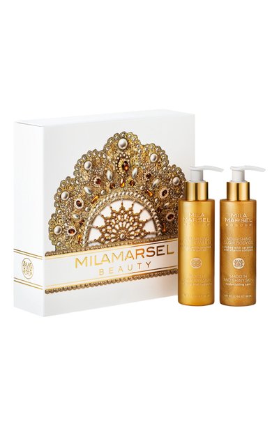 Подарочный набор для ухода за телом «золотое сияние» (2x150ml) MILAMARSEL бесцветного цвета по цене 9800 руб., арт. 4630225092496, фото 4 Подарочный набор для ухода за телом «золотое сияние» (2x150ml) MILAMARSEL, арт. 4630225092496, фото 4