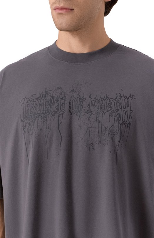 Хлопковая футболка VETEMENTS UCF76TR400M Серый  UCF76TR400M Фото 5