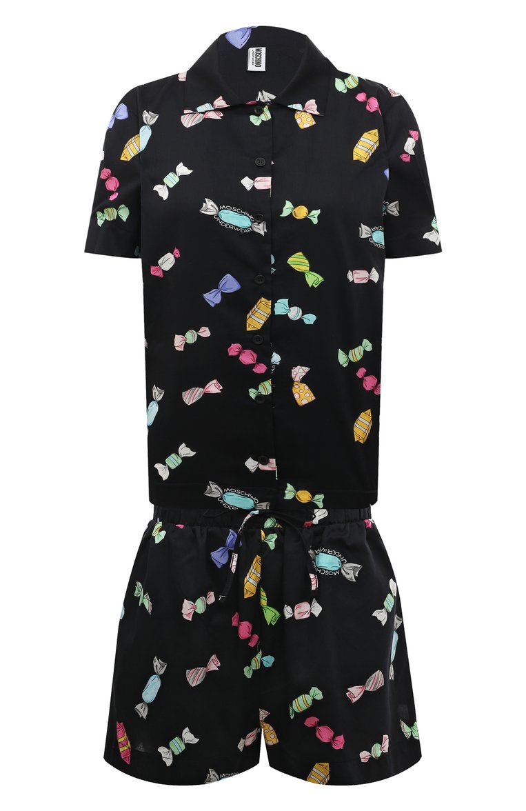 Женская хлопковая пижама MOSCHINO черного цвета, арт. 231V6/A7803/4414 | Фото 1 (Материал внешний: Хлопок; Нос: Не проставлено)