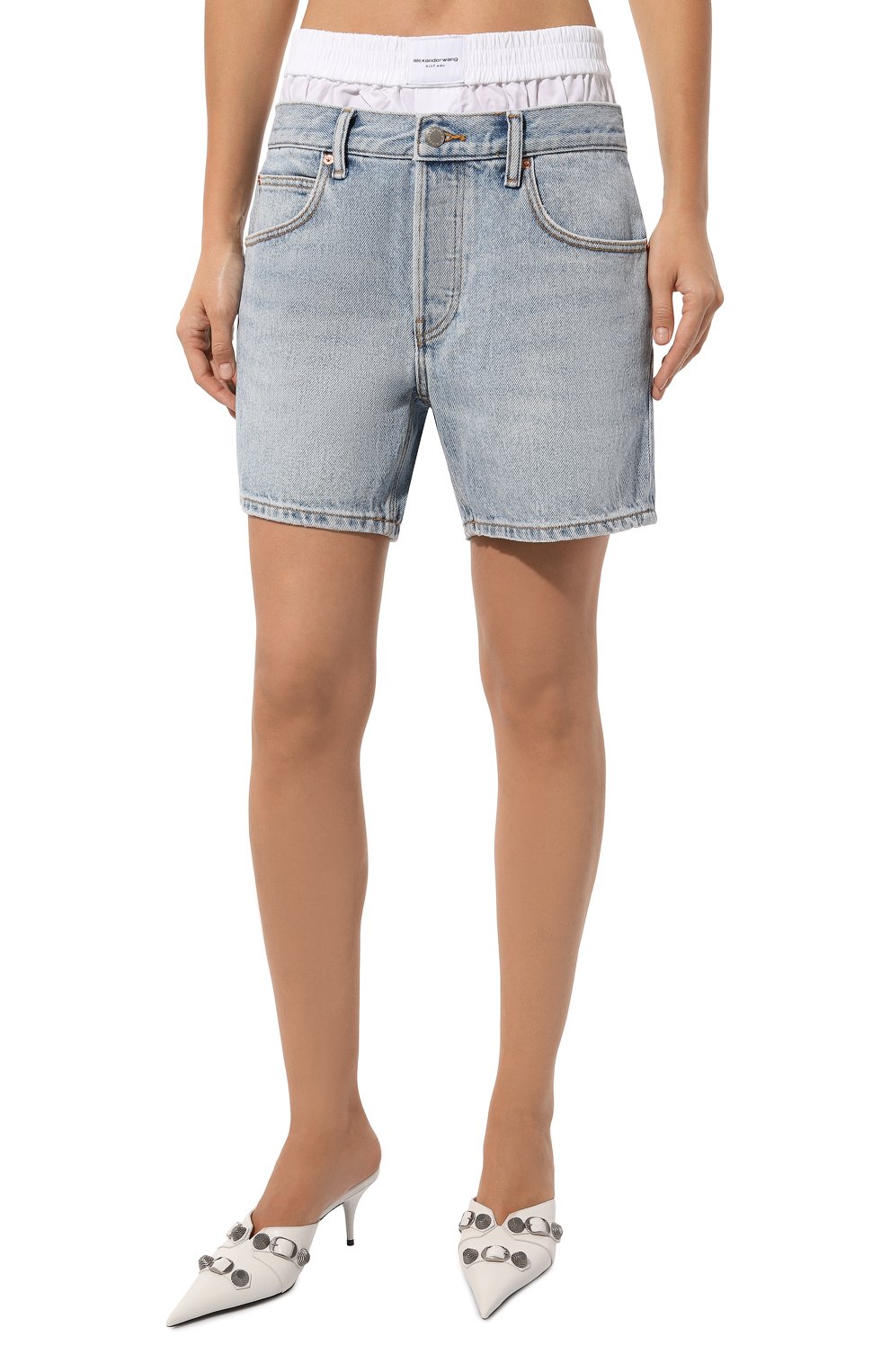 Джинсовые шорты ALEXANDER WANG голубого цвета по цене 59350 руб., арт. 4DC3244404, фото 3 Джинсовые шорты ALEXANDER WANG, арт. 4DC3244404, фото 3