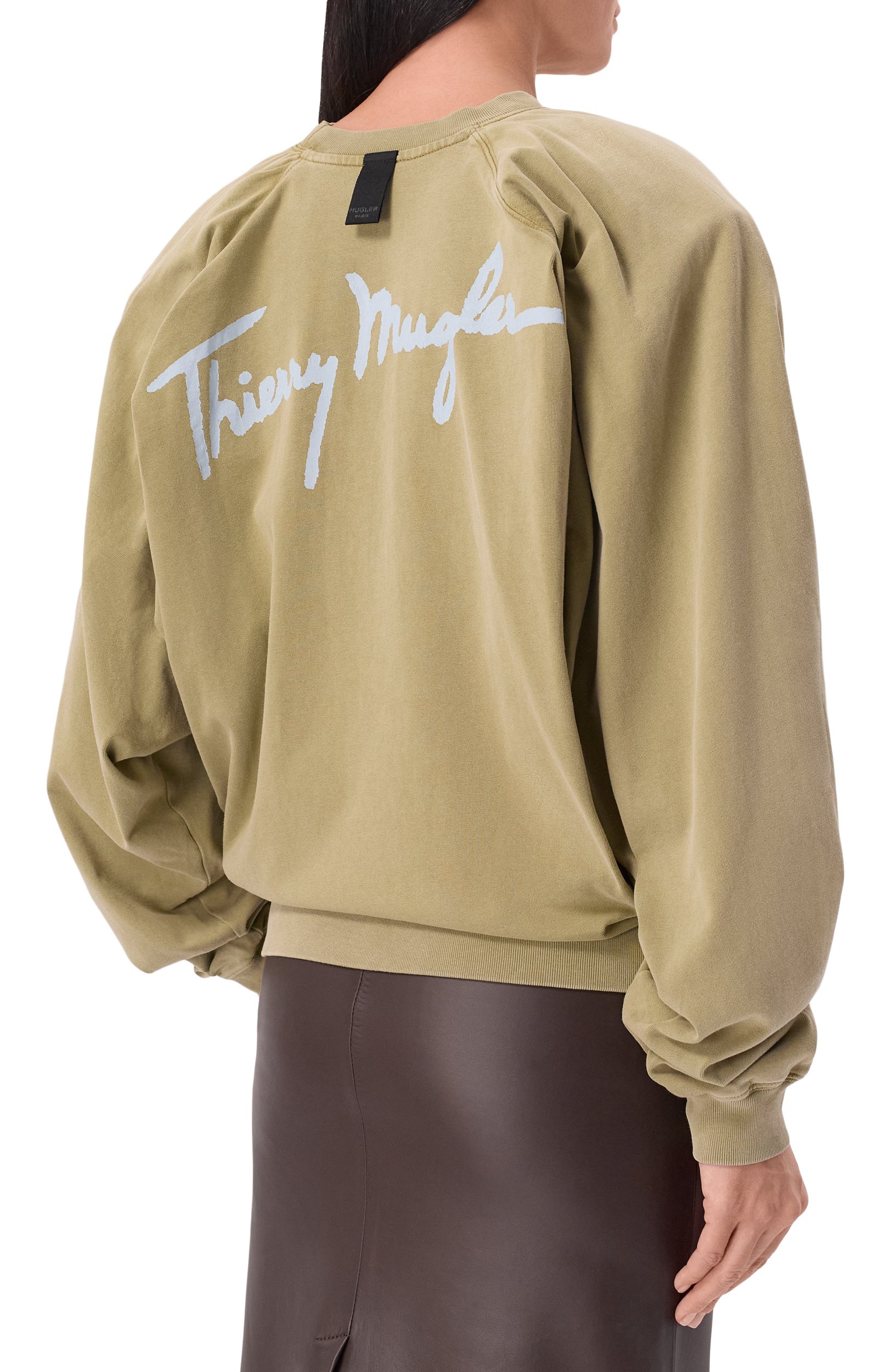 Хлопковый свитшот MUGLER хаки цвета по цене 55600 руб., арт. 26F3TS01306032, фото 4 Хлопковый свитшот MUGLER, арт. 26F3TS01306032, фото 4