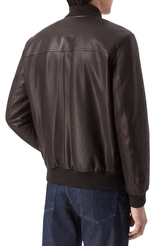 Кожаный бомбер Brioni PLAD0LPD708/P9111 Коричневый  PLAD0LPD708/P9111 Фото 4