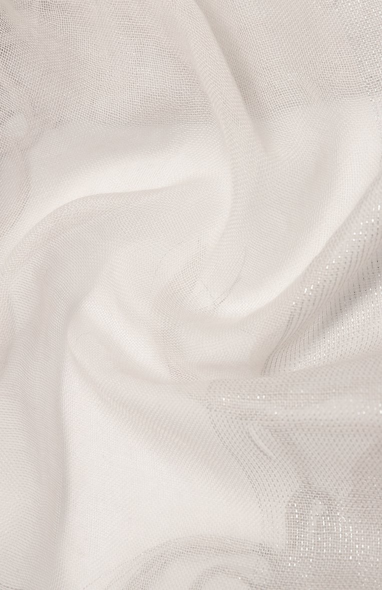 Женская шаль из кашемира и шелка GIORGIO ARMANI светло-серого цвета, арт. 795306/4R117 | Фото 3 (Материал: Кашемир, Текстиль, Шерсть; Нос: Не проставлено)