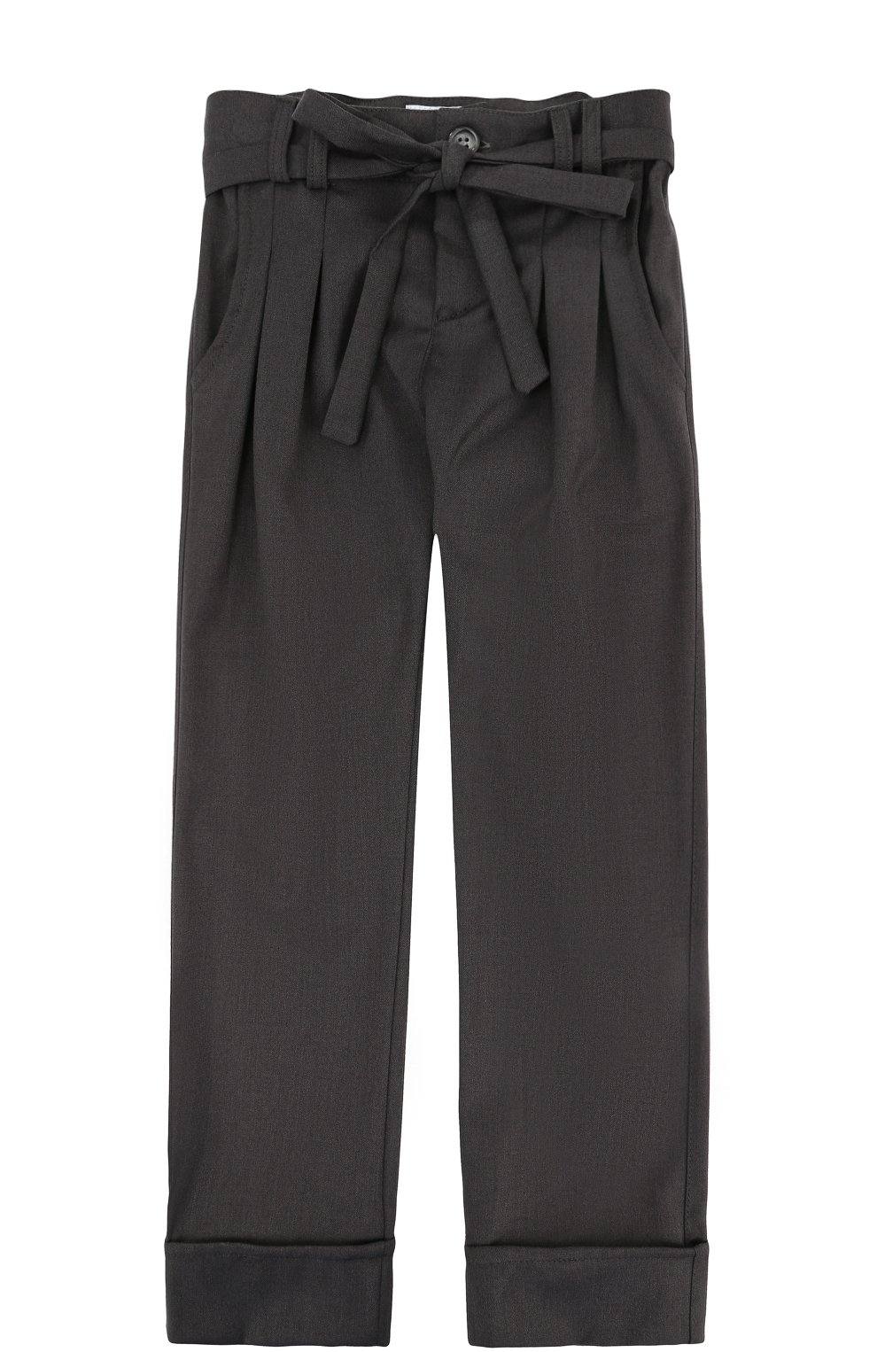 Брюки прямого кроя с защипами и поясом ALETTA темно-серого цвета по цене 11450 руб., арт. AF555088N/4A-8A, фото 1 Брюки прямого кроя с защипами и поясом ALETTA, арт. AF555088N/4A-8A, фото 1