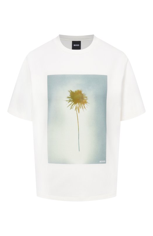 Хлопковая футболка BOSS 50563277 Кремовый 50563277