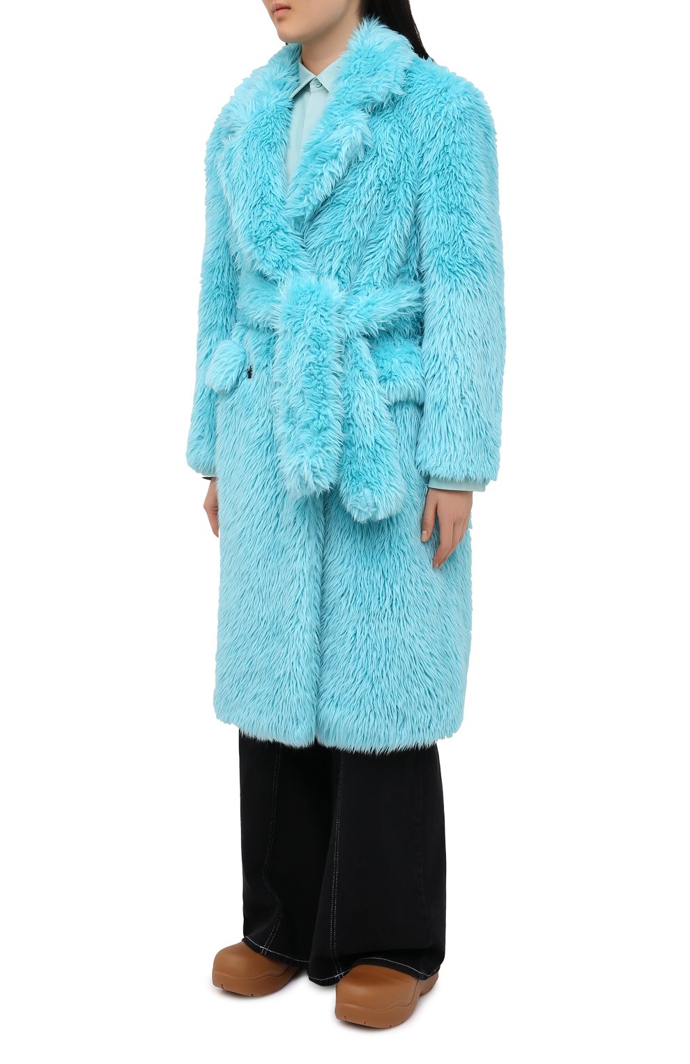 Шуба из экомеха MSGM голубого цвета по цене 69500 руб., арт. 2942MDC113 207675, фото 3 Шуба из экомеха MSGM, арт. 2942MDC113 207675, фото 3