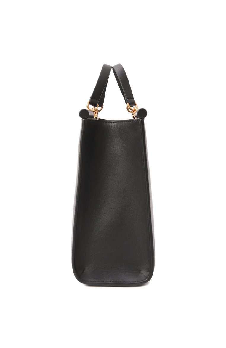 Женская сумка sicily shopper small DOLCE & GABBANA черного цвета, арт. BB7728/B7321 | Фото 4 (Драгоценные камни: Проставлено; Материал сплава: Проставлено; Материал: Натуральная кожа; Размер: small; Ремень/цепочка: На ремешке)