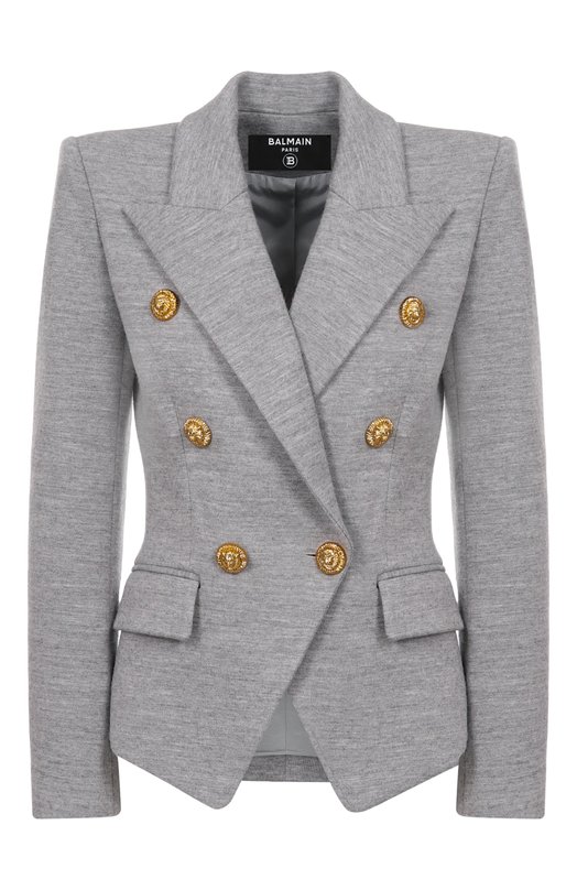 Жакет из шерсти и хлопка Balmain FF0SI505/JL17 Серый FF0SI505/JL17