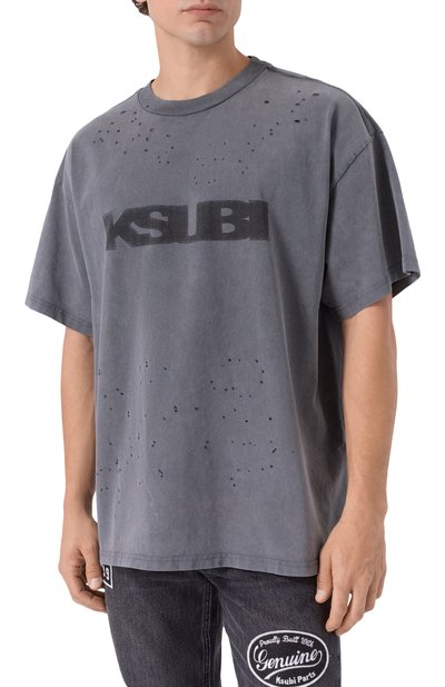 Хлопковая футболка KSUBI серого цвета по цене 18600 руб., арт. MPF25TE025, фото 3 Хлопковая футболка KSUBI, арт. MPF25TE025, фото 3
