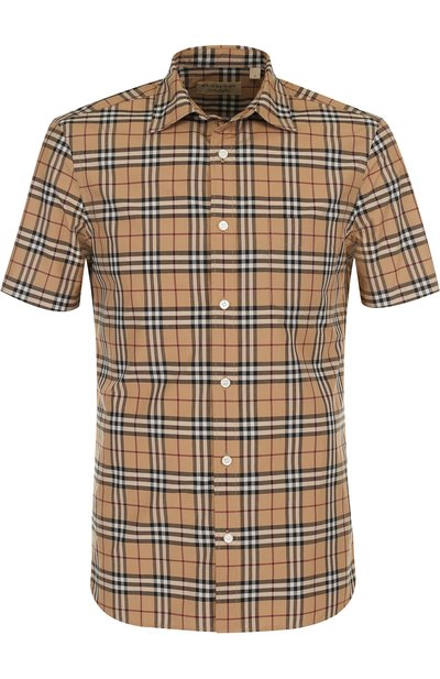 Хлопковая рубашка в клетку с короткими рукавами BURBERRY, арт. 4067045, фото 1