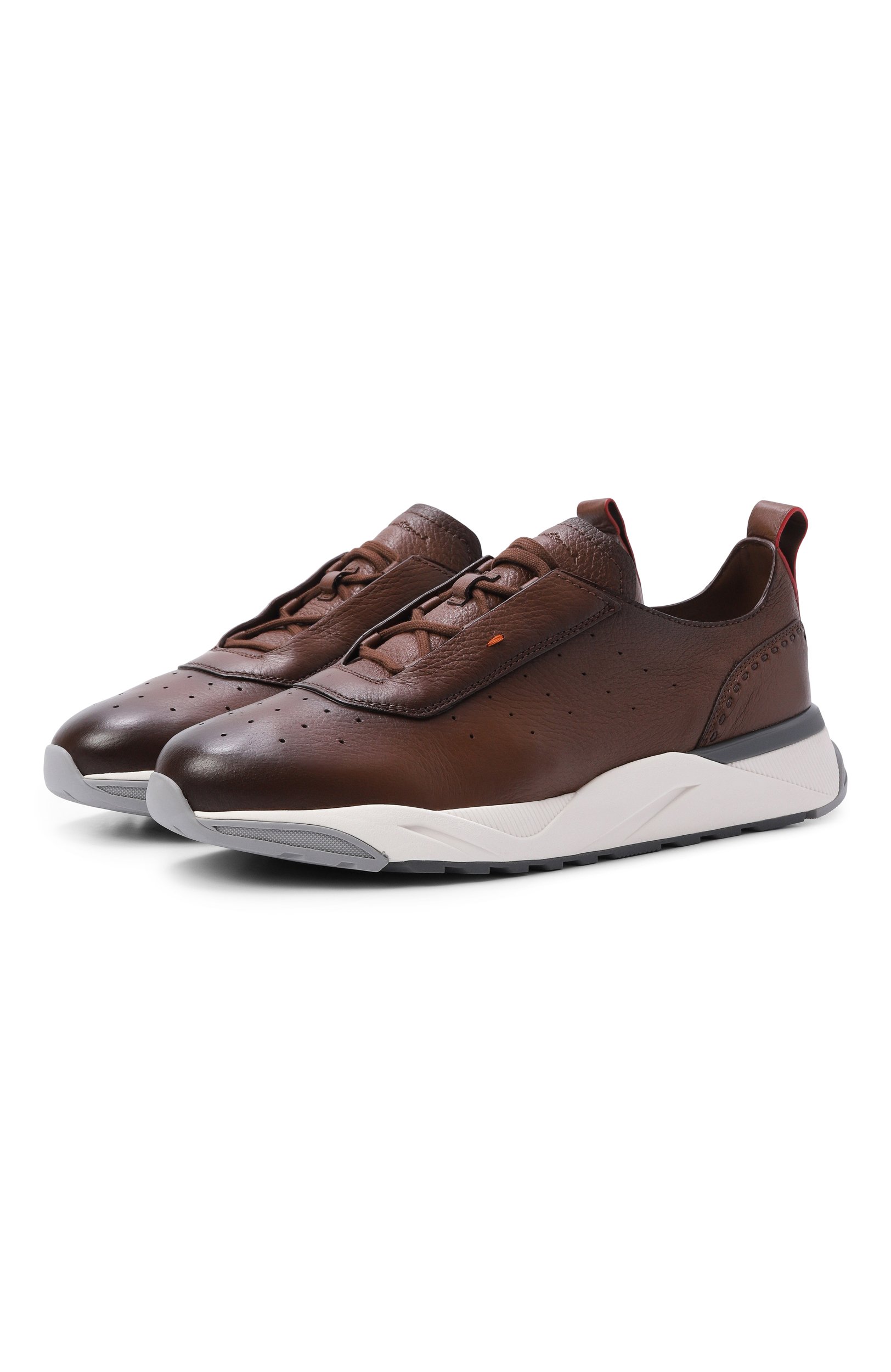 Кожаные кроссовки innova SANTONI темно-коричневого цвета по цене 99500 руб., арт. MBIG22073BGRTEVU, фото 1 Кожаные кроссовки innova SANTONI, арт. MBIG22073BGRTEVU, фото 1
