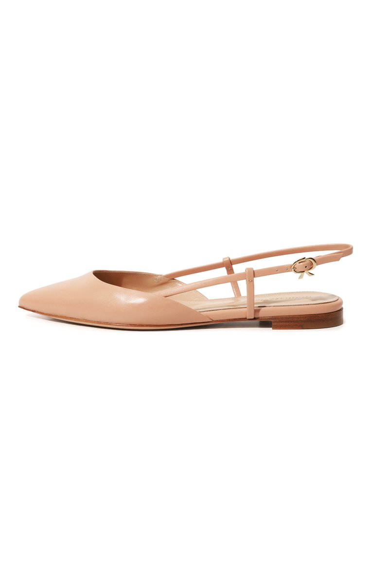 Женские кожаные балетки GIANVITO ROSSI бежевого цвета, арт. G95352.05CU0.VITPEAH | Фото 4 (Каблук высота: Низкий; Подошва: Плоская; Материал внутренний: Натуральная кожа; Материал сплава: Проставлено; Драгоценные камни: Проставлено; Нос: Не проставлено; Материал внешний: Натуральная кожа)