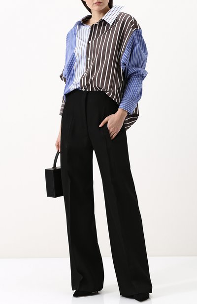 Однотонные широкие брюки из смеси вискозы и шелка CELINE, арт. 21T456928, фото 2