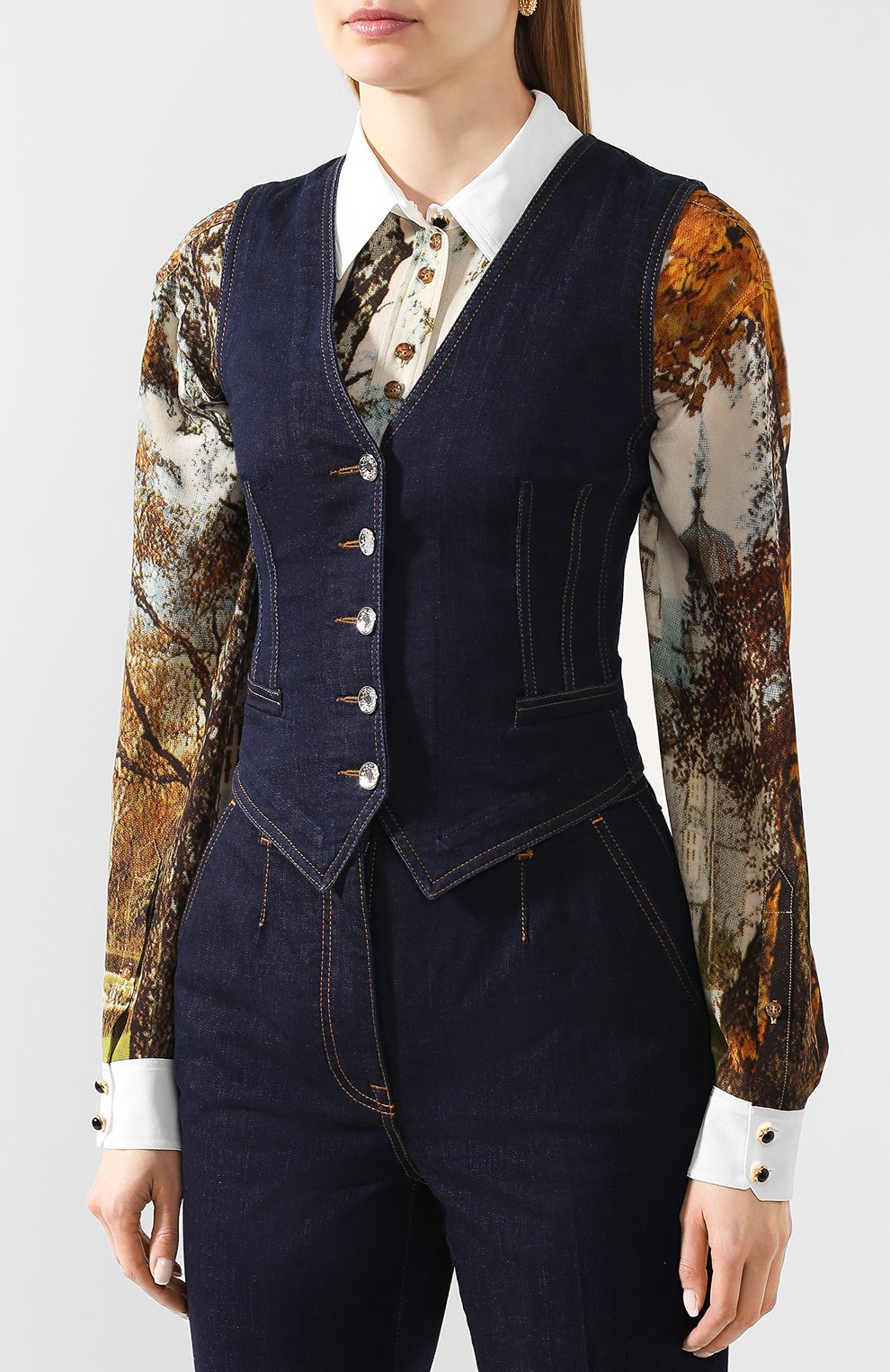 Джинсовый жилет DOLCE & GABBANA темно-синего цвета по цене 99500 руб., арт. F79U5D/G899X, фото 3 Джинсовый жилет DOLCE & GABBANA, арт. F79U5D/G899X, фото 3