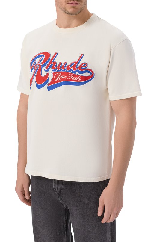 Хлопковая футболка Rhude RHSS26TT03012 Кремовый  RHSS26TT03012 Фото 3