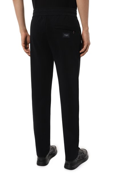 Хлопковые брюки DOLCE & GABBANA темно-синего цвета по цене 78450 руб., арт. GZ12AT/G7M4Y, фото 4 Хлопковые брюки DOLCE & GABBANA, арт. GZ12AT/G7M4Y, фото 4