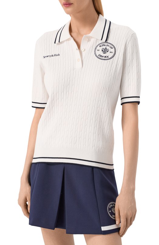Поло из вискозы Sporty & Rich x Hotel du Cap-Eden-Roc Sporty and Rich T006860666WH50_001 Кремовый  T006860666WH50_001 Фото 3