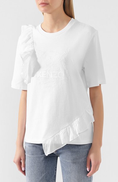 Хлопковая футболка KENZO белого цвета по цене 18200 руб., арт. 2TS7914YH, фото 3 Хлопковая футболка KENZO, арт. 2TS7914YH, фото 3