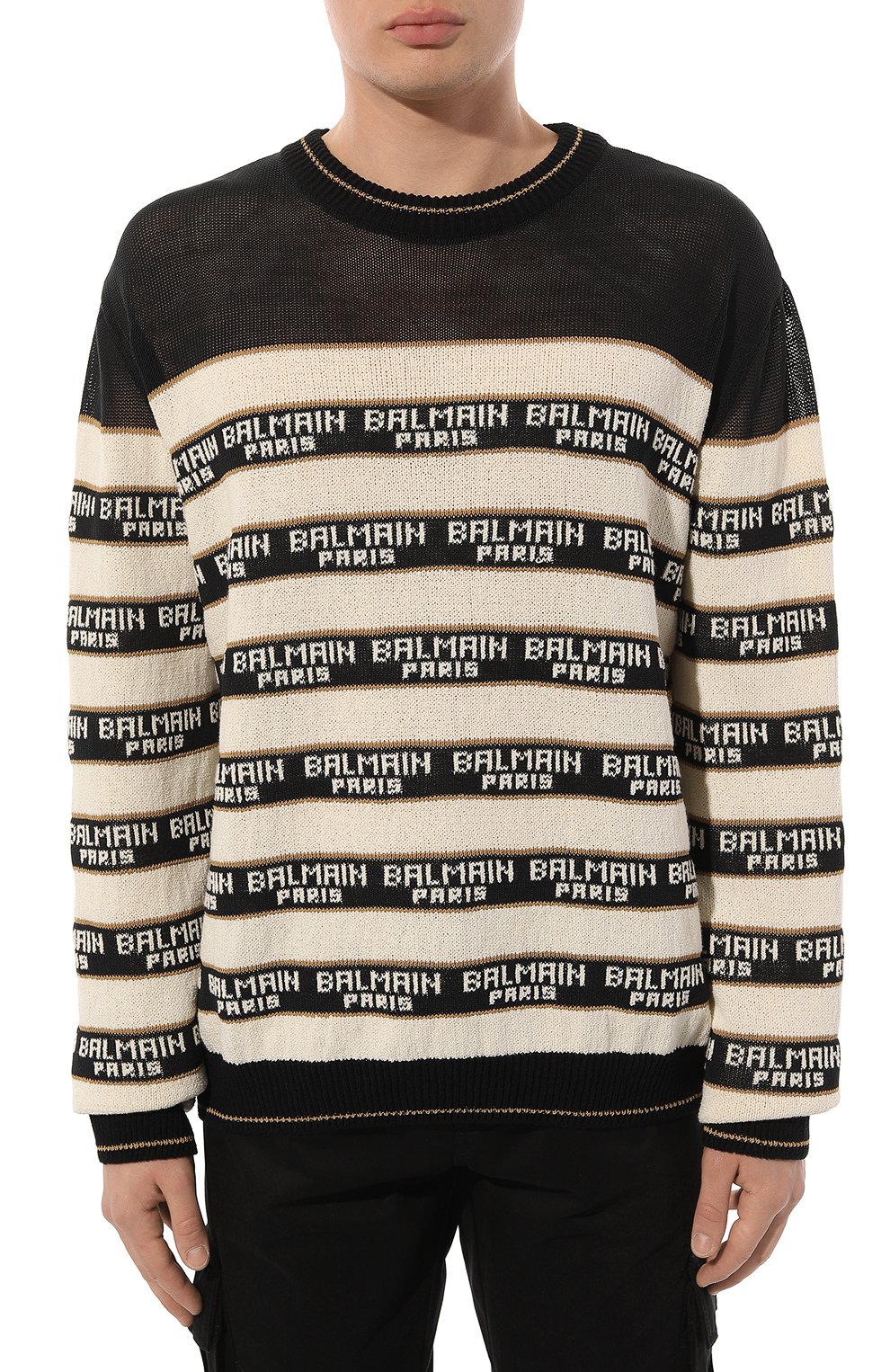 Джемпер из хлопка и шерсти BALMAIN кремового цвета по цене 121000 руб., арт. AH0KD000KE56, фото 3 Джемпер из хлопка и шерсти BALMAIN, арт. AH0KD000KE56, фото 3